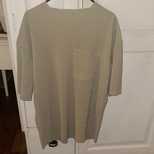 Zara Women's Beige Ribbed Short Sleeve Tee